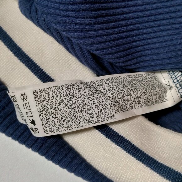 Forever 21 Shirt Juniors Medium Baby Crop Top Ribbed Blue Varsity Academia Y2K - Picture 10 of 16